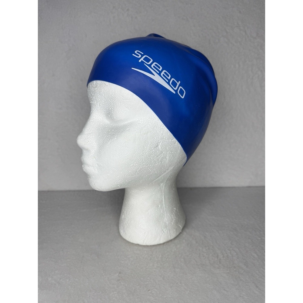 SPEEDO Unisex Solid Elastomeric Silicone Swim Cap Blue One Size